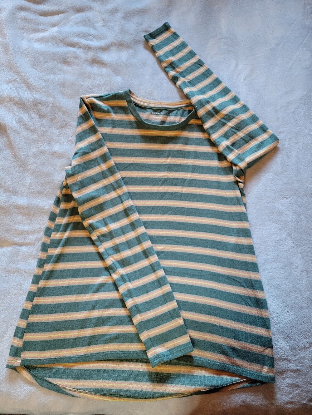 American Eagle | Striped Long-Sleeve Tee - Green & Cream